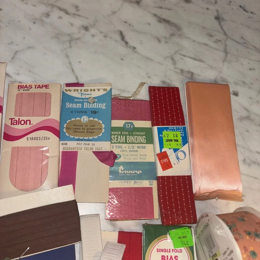 Vintage Sewing Notions Lot Bias Tape Seam Binding Rick Rack Lace J&P Coats Talon